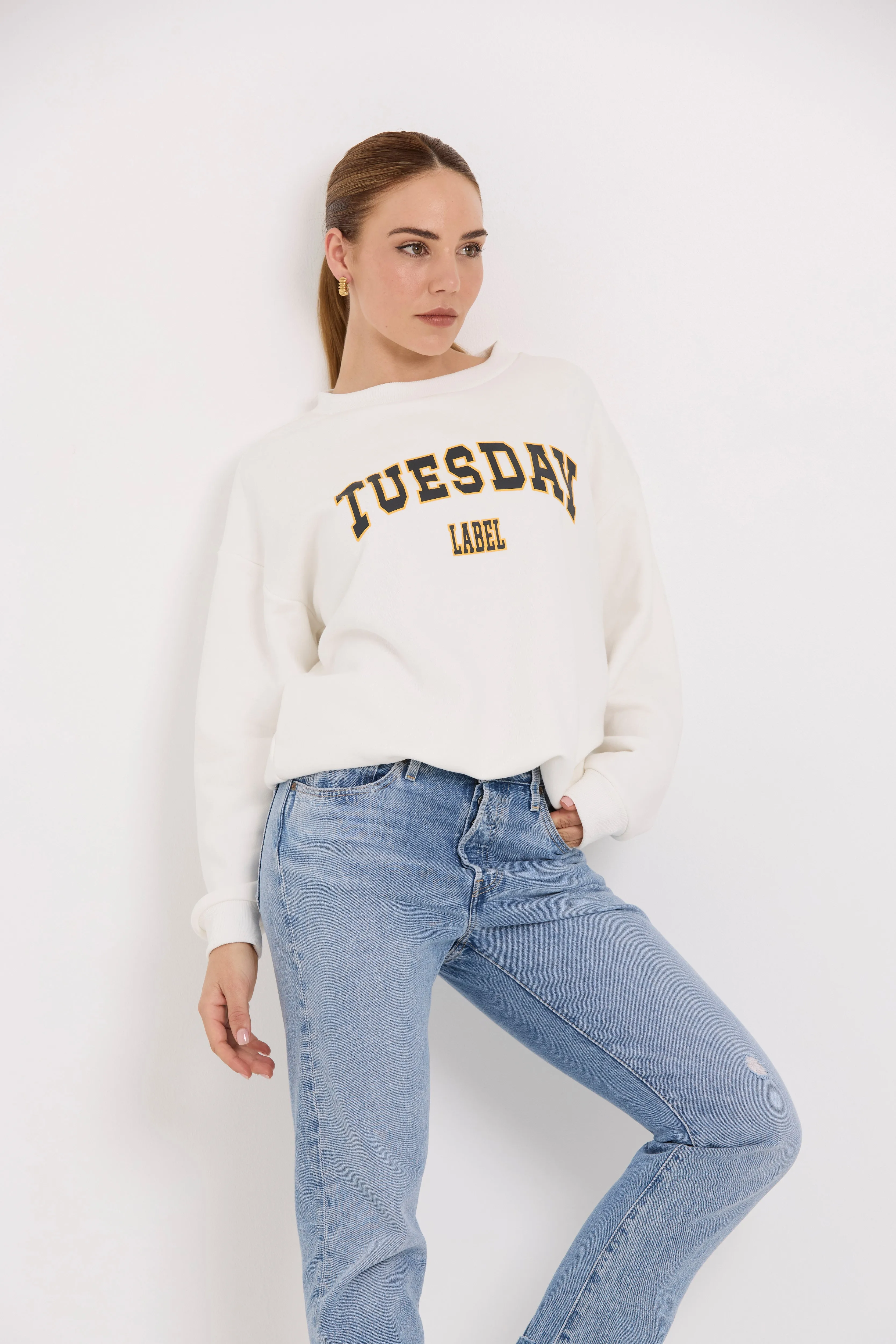 Sporty Sweatshirt | White/Print