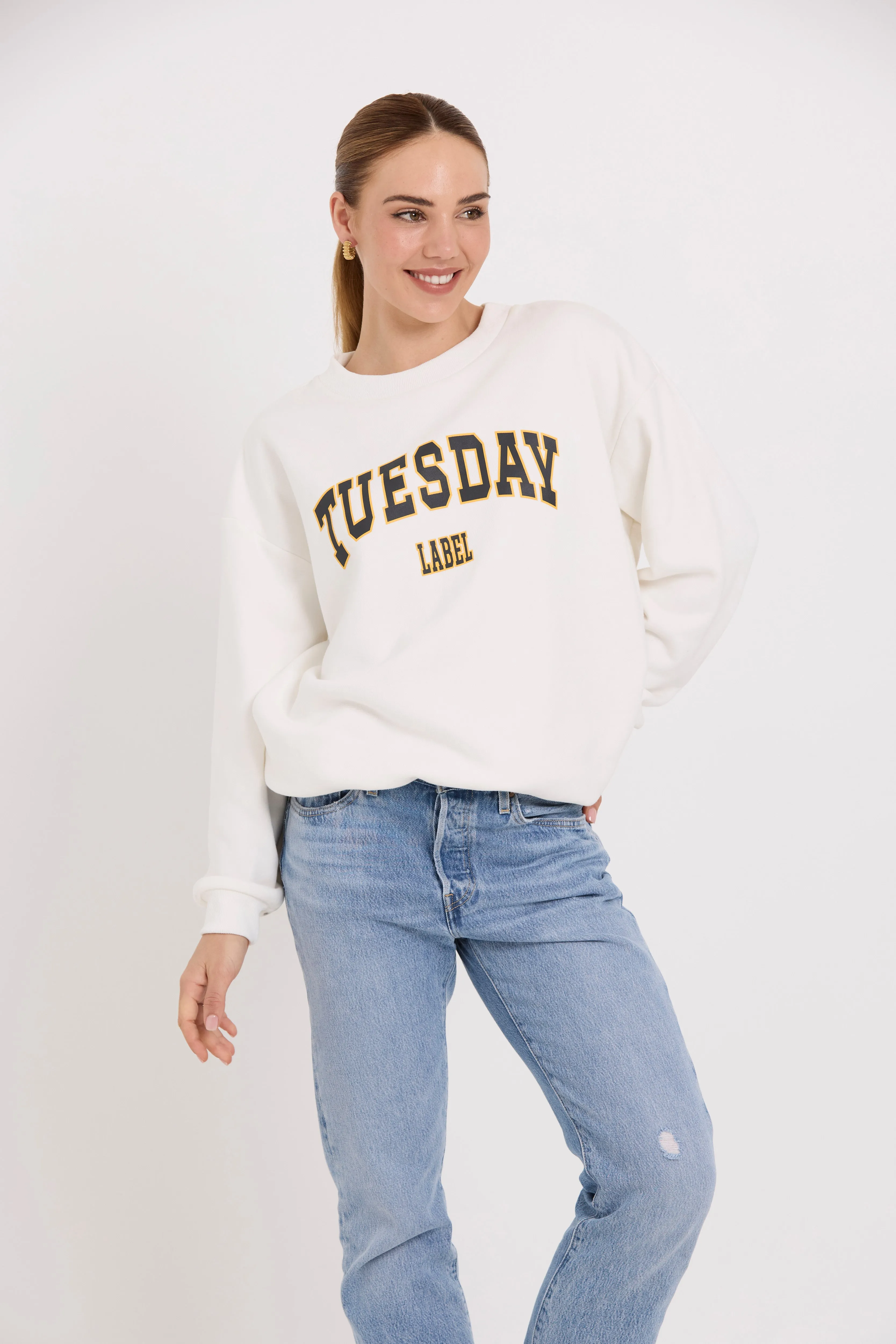 Sporty Sweatshirt | White/Print