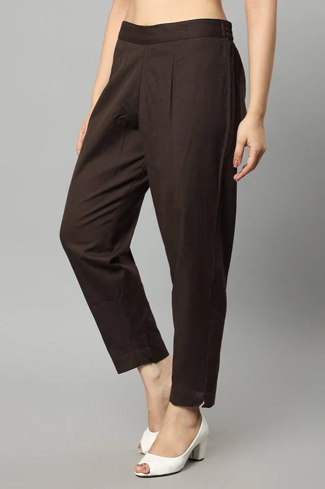 Straight Fit Chocolate Drainpipe Pants