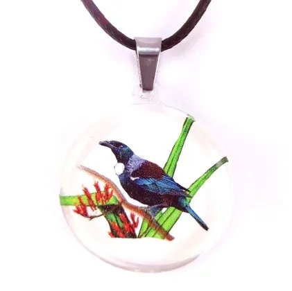 White Tui Pendant & Earring Set