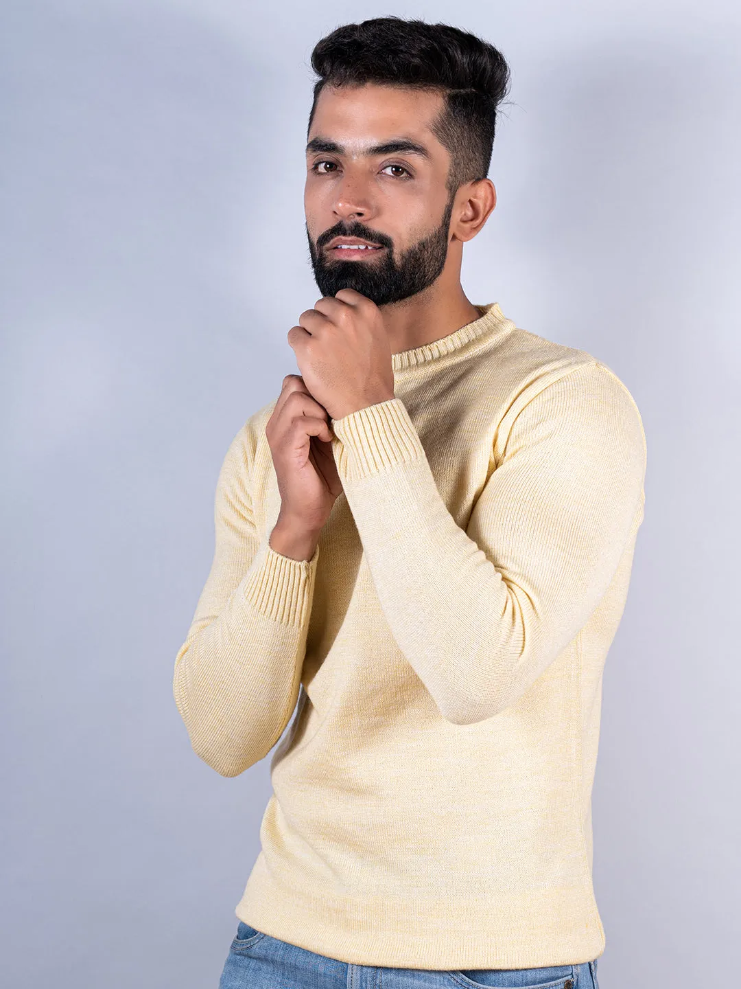 Yellow Color Crew Neck Sweater